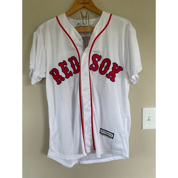 Boston Red Sox Jersey Medium White Mens Majestic COOL BASE GENUINE MLB*